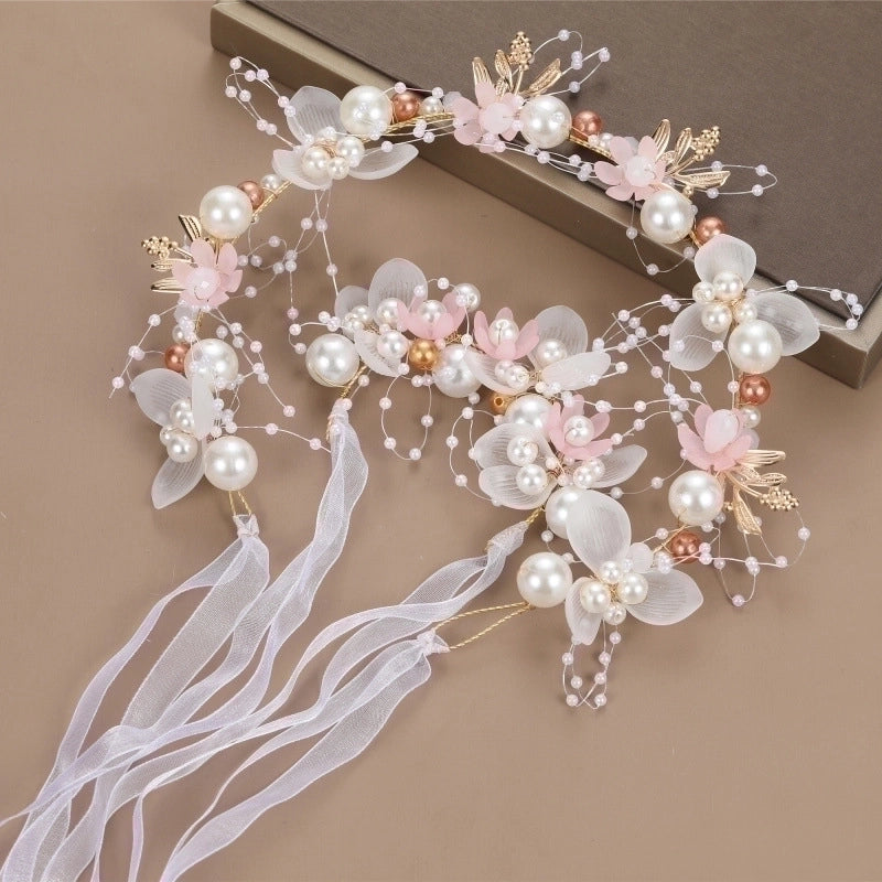 Super Fairy Beauty Children’s Headwear Beautiful Wreath Head Flower Children’s Hair Accessories Mori Girls’ Performance Host Holiday Wristlet Hair Hoop