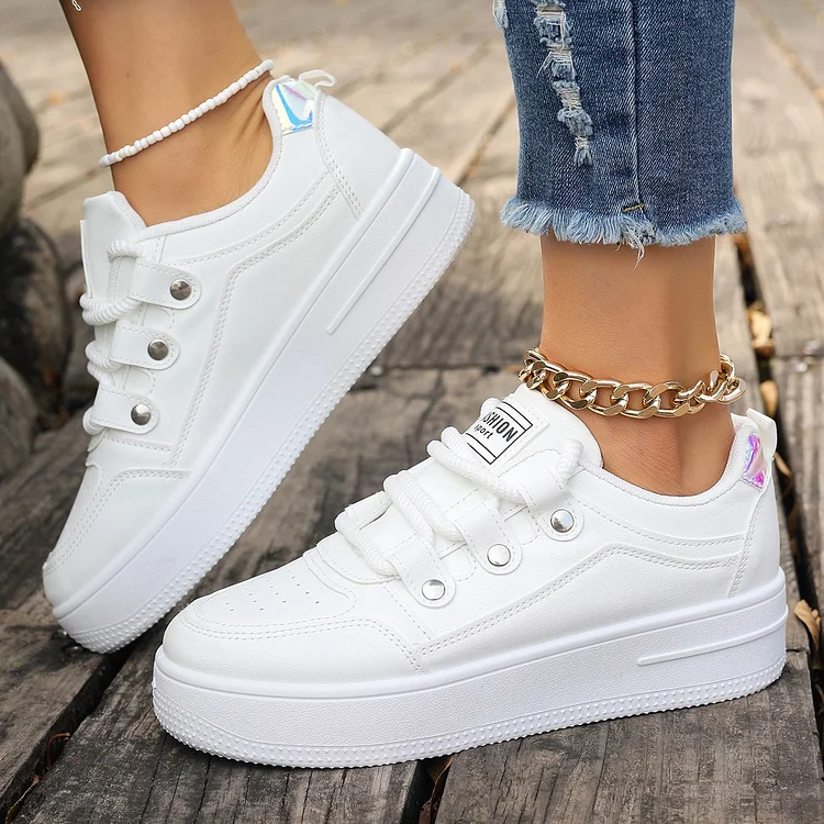 Women's Leather Shoes Platform Casual Sneakers 1688 Stunahome.com