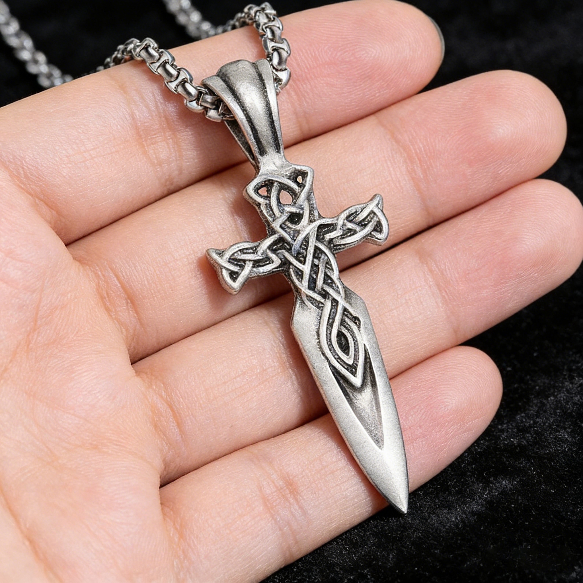 Celtic Dagger - Shaped Cross Pendant Necklace