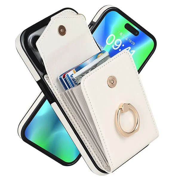 Fashion Leather Wallet Case with Ring & Lanyard For iPhone 14 13 12 11 Pro Max