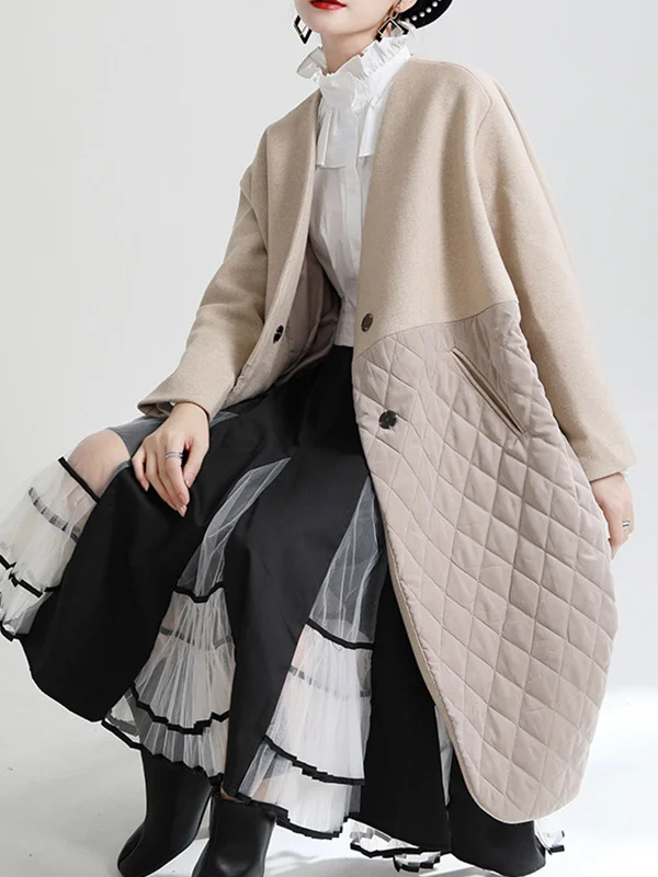 Minimalist Roomy Quilted Split-Joint Padded Coat