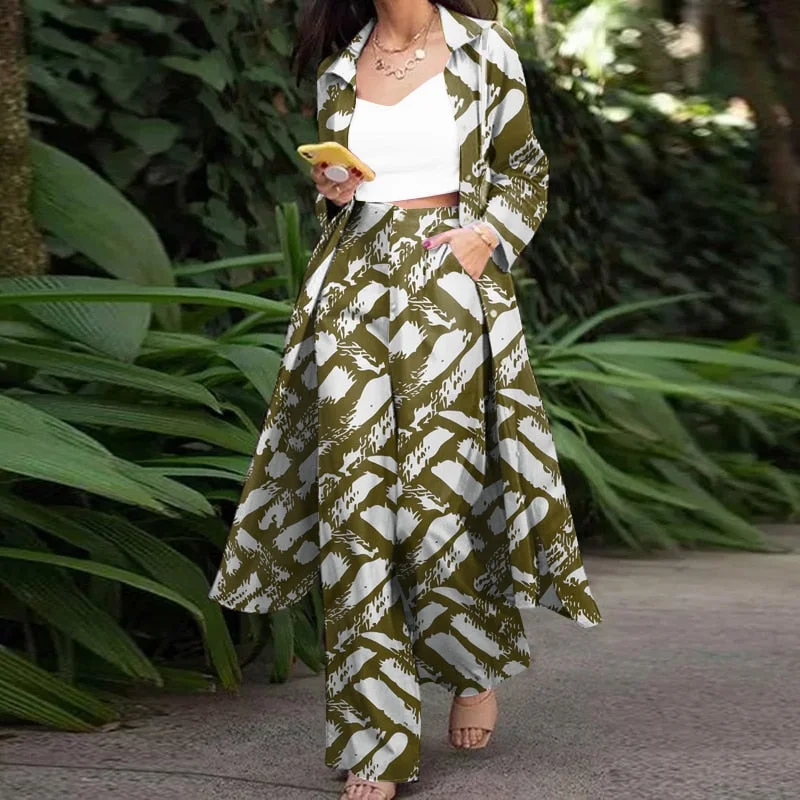 ZANZEA Fashion Long Sleeve Shirt 2PCS Women Suits Autumn Matching Sets Solid Loose Pant Sets Casual Wide Leg Trousers Oversized