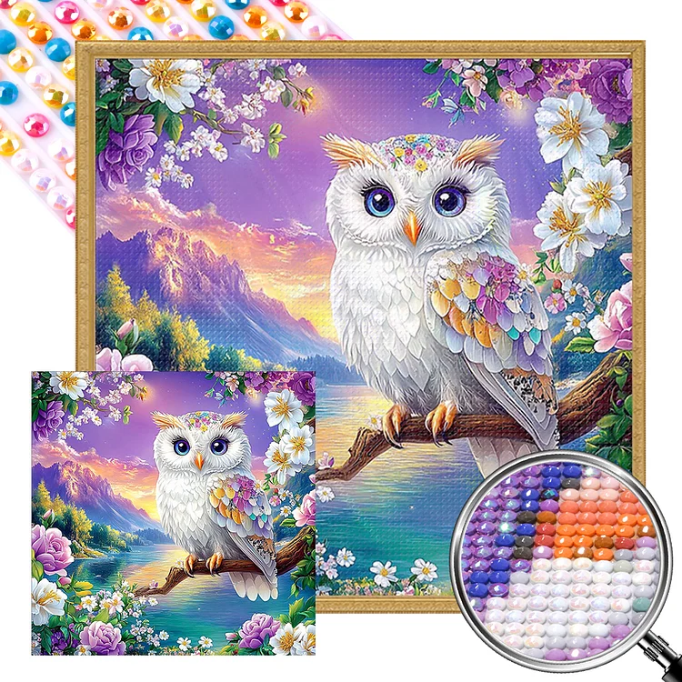 Colorful Feather Owl 40*40CM (Canvas) Full AB Round Drill Diamond Painting gbfke