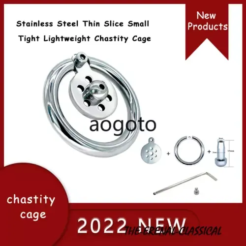 pornhint Pornhint Male Stainless Steel Thin Slice Small Tight Lightweight Strapon Chastity Cage New