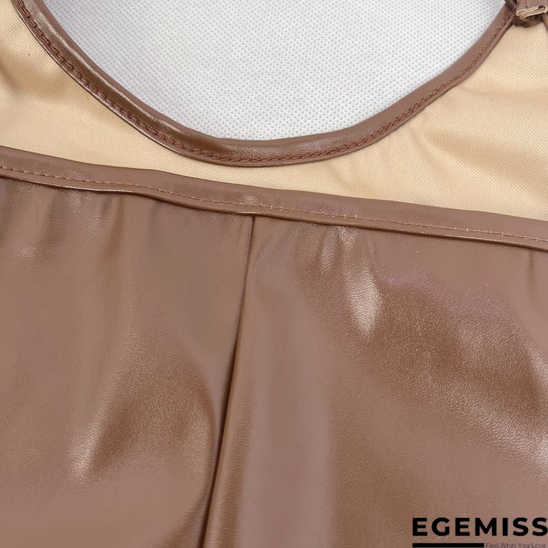 PU Slit Back Spaghetti Strap Bodycon Dress | EGEMISS