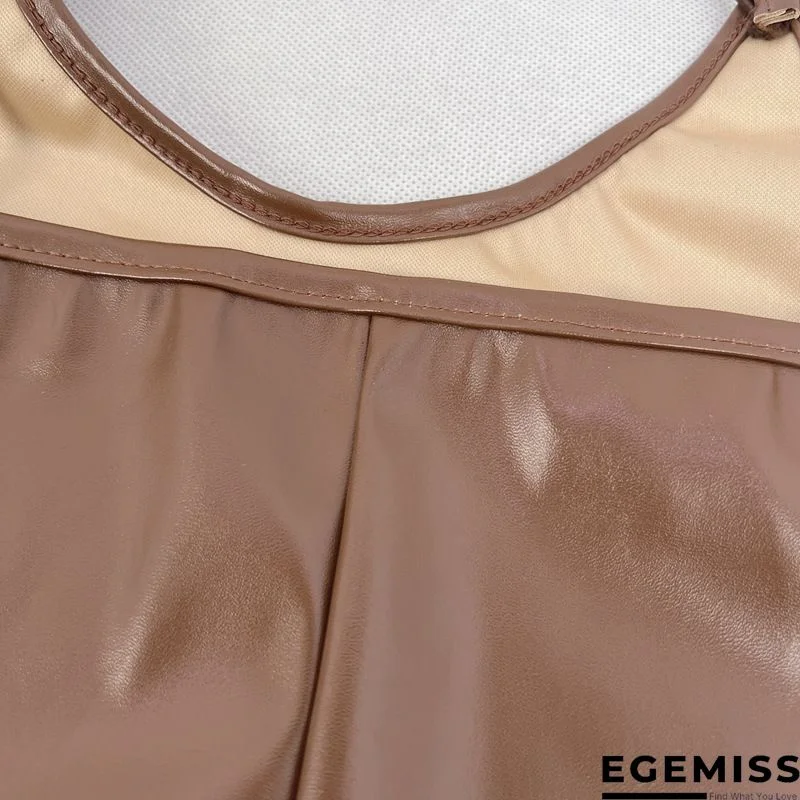 PU Slit Back Spaghetti Strap Bodycon Dress | EGEMISS