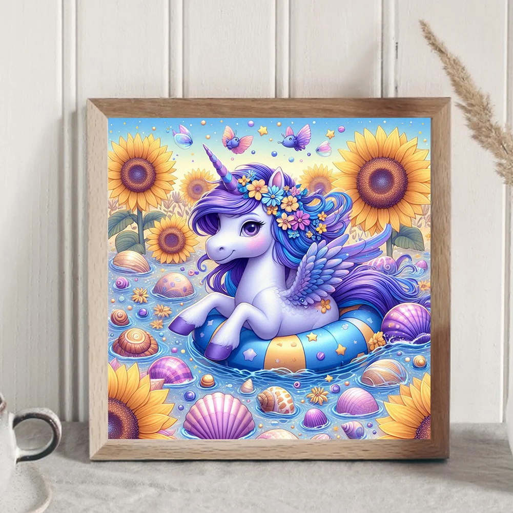 Diamond Painting - Full Round Drill - Sunflower Unicorn(Canvas|30*30cm)