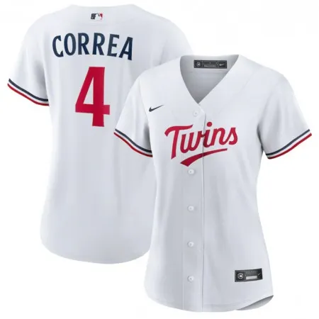 Women's Minnesota Twins #4 Carlos Correa White Stitched Jersey(Run Small)