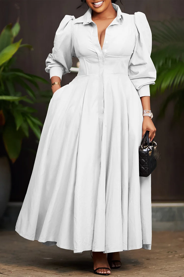 formal maxi shirt dress Shirt dress Maxi with Side Slit – MICHELLE JONAS main image 1