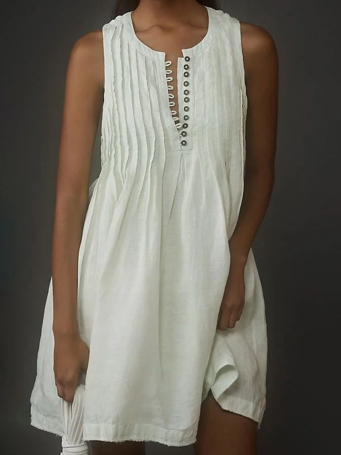 Women's cotton and linen casual dress