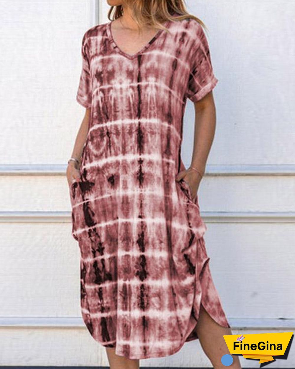 Summer Short Sleeve Plaid Print Loose Dress