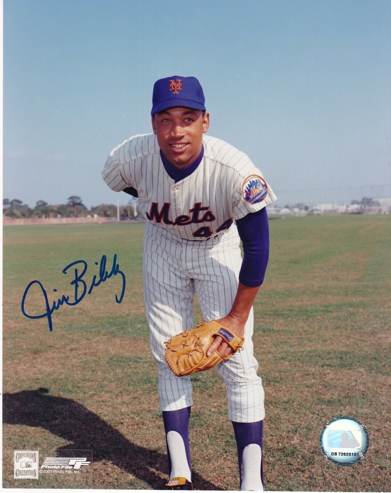 JIM BIBBY NEW YORK METS ACTION SIGNED 8x10