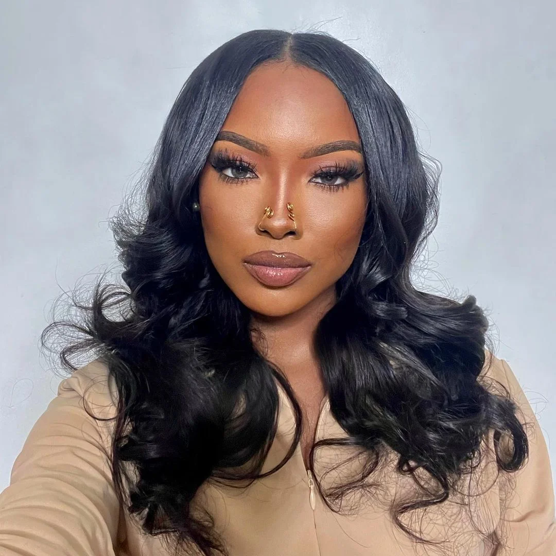 Body Wave Long Wigs Lace Front Black Daily ELCNEPAL