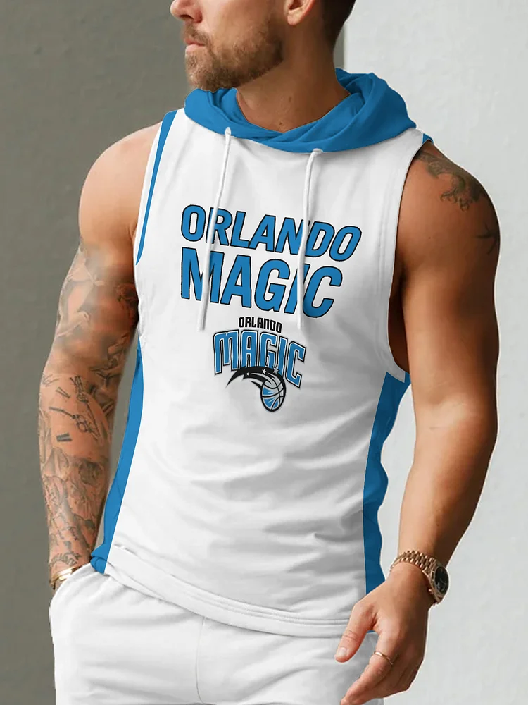 Orlando Magic Men's Casual Comfy Sleeveless Hooded Tank Top