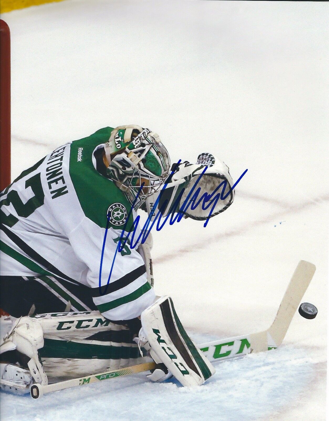 Signed 8x10 KARI LEHTONEN Dallas Stars Photo Poster painting - COA