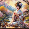 Kimono Girl-11CT Stamped Cross Stitch 50*50cm/19.69*19.69in