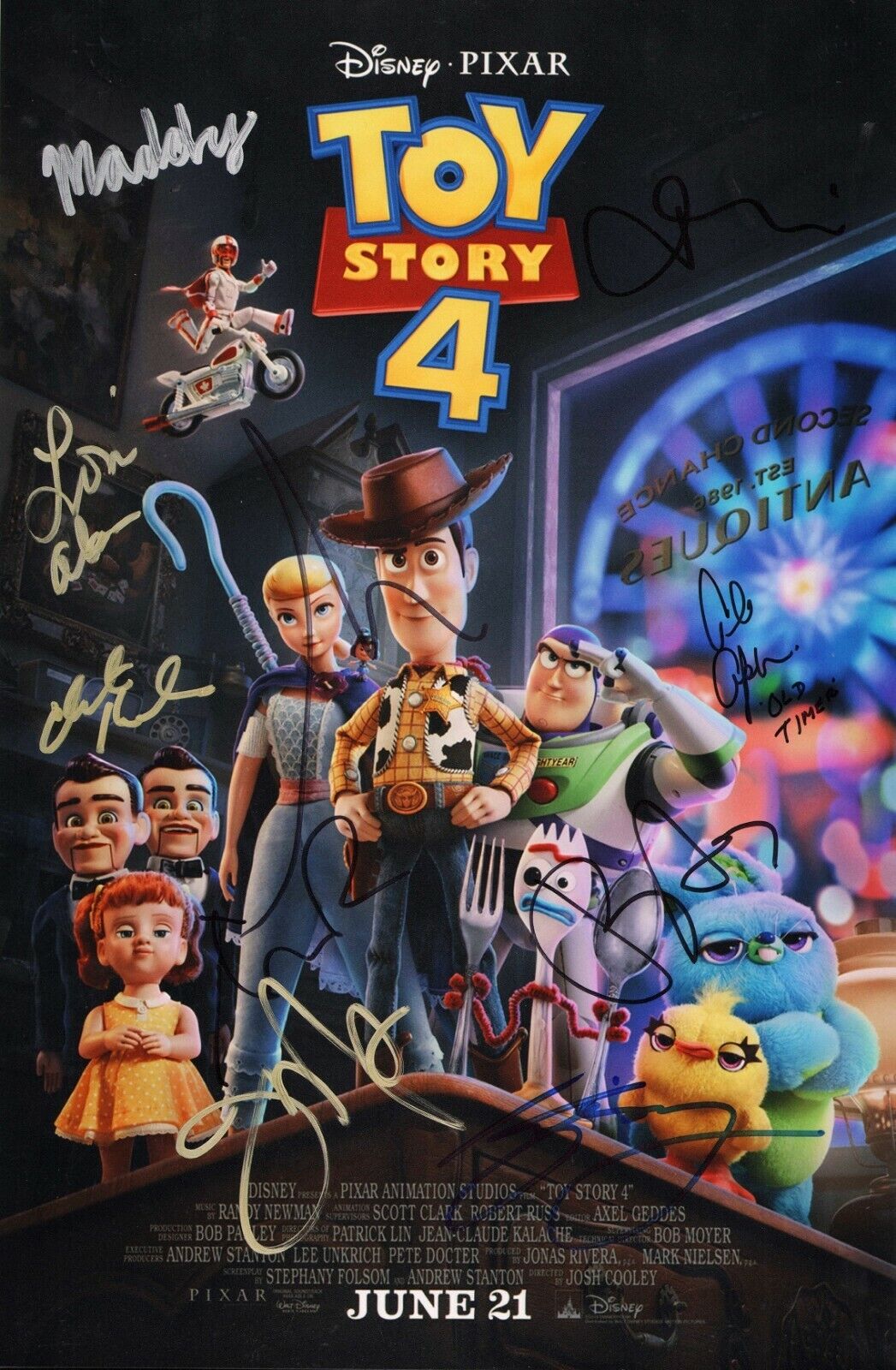 TOY STORY 4 Cast x10 Authentic Hand-Signed TIM ALLEN