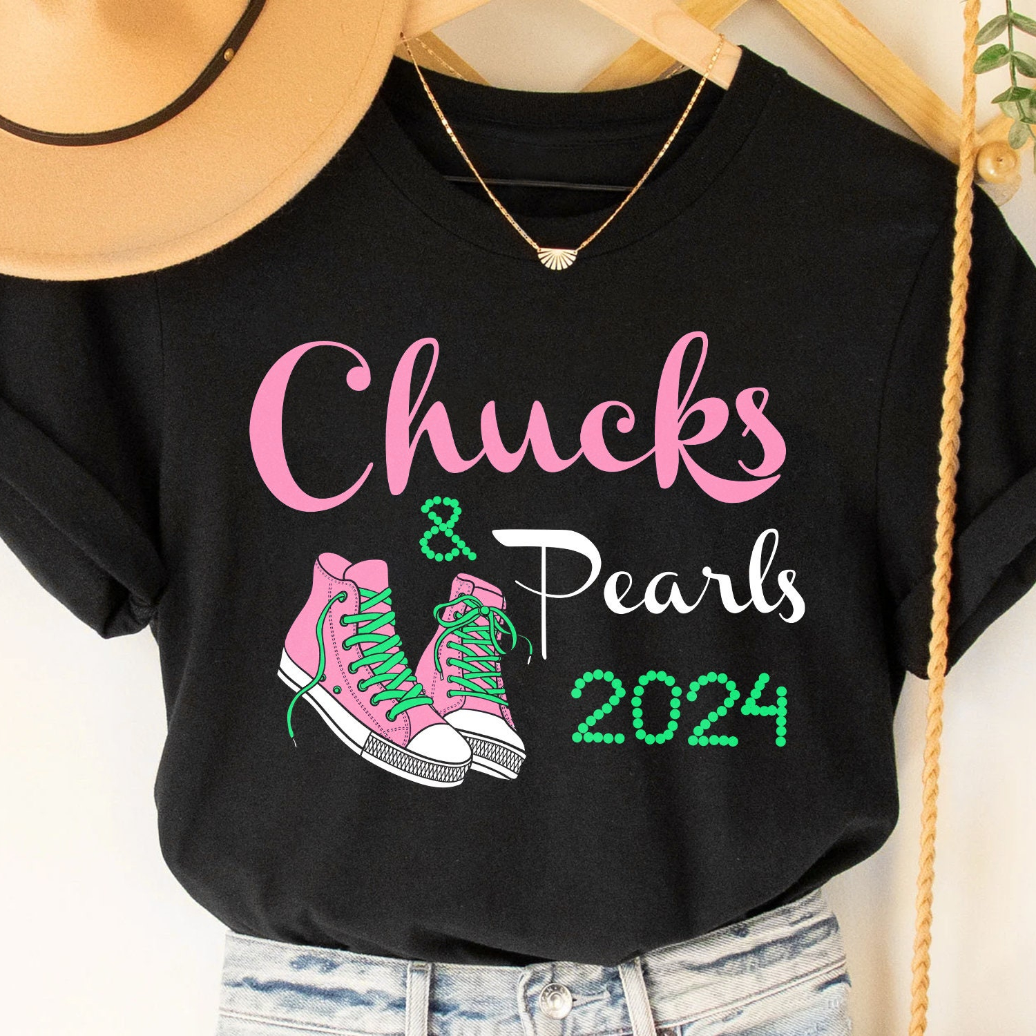 Chucks and pearls 2024 T-shirt
