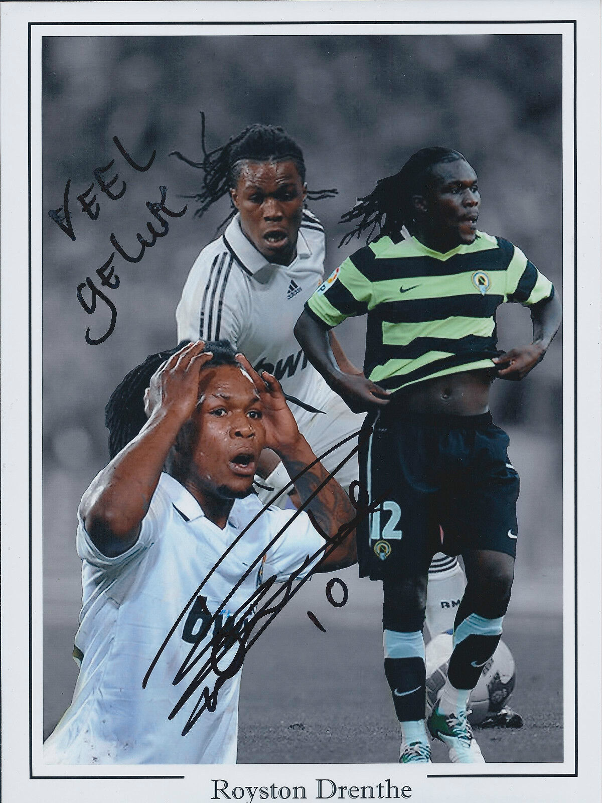 Royston DRENTHE SIGNED COA Autograph 10x8 Photo Poster painting AFTAL Real MADRID Montage