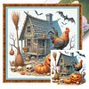 Pumpkin Rooster Cottage-11CT Stamped Cross Stitch 40*40cm/15.75*15.75in tapestrymarket