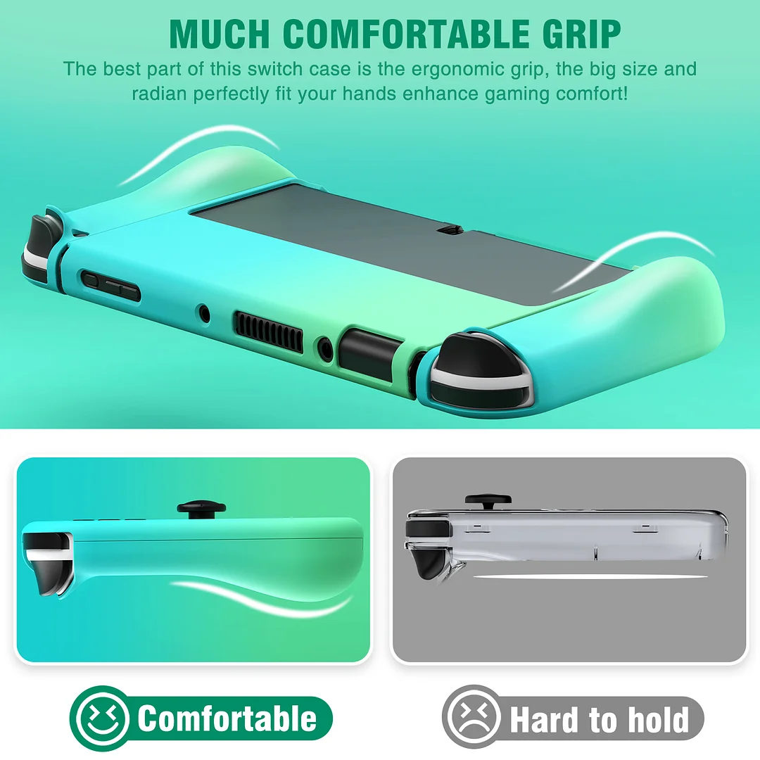 DinoFire Case for Nintendo Switch - Protective Cover Case for Nintendo Switch OLED and Joy-Con Controller with Screen Protector and Thumb Grips