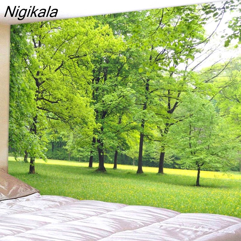 Nigikala Green Forest Psychedelic Tapestry Boho Mandala Wall Hanging Royal Blue Hippie Wall Tapestry Home Decor Mint Yoga Mat