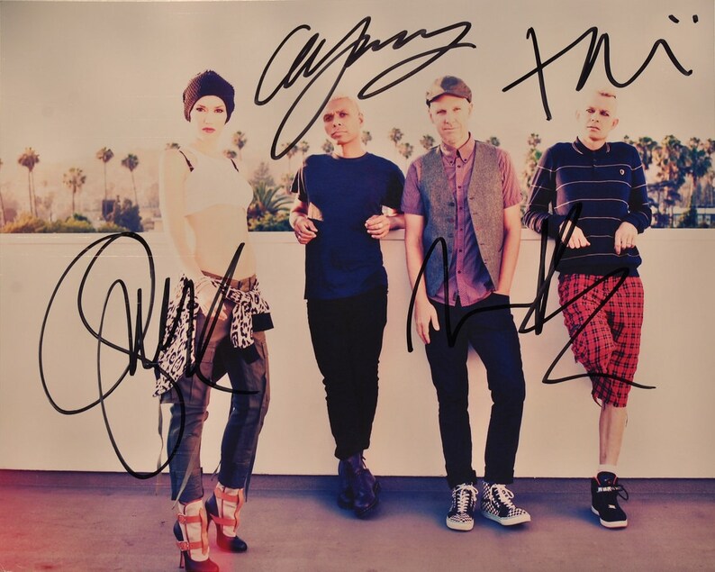 NO DOUBT x4 Gwen Stefani, Tom Dumont, Tony Kanal, Adrian Young HandSigned Autograph 8x10 Photo Poster painting wCOA