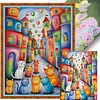 Colorful Cat House-11CT Stamped Cross Stitch 40*55cm/15.75*21.65in tapestrymarket