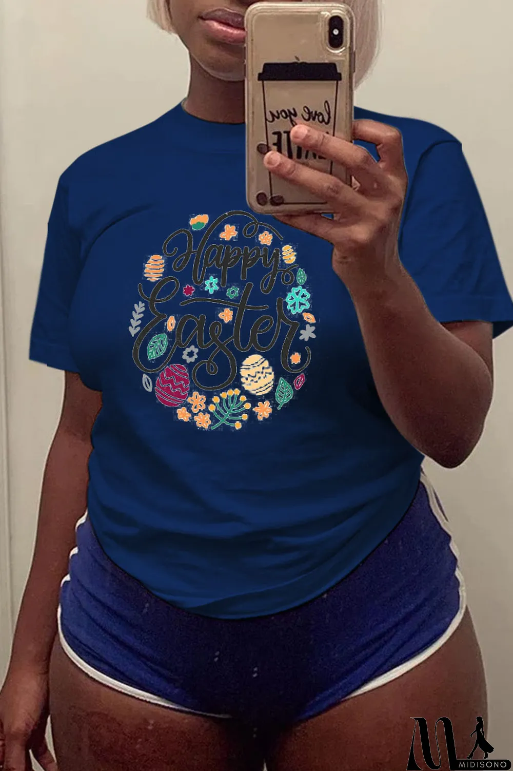 MidiSono - White Casual Street Print Patchwork Letter O Neck T-Shirts