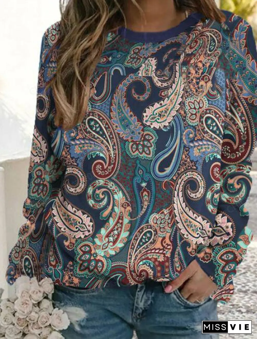 Loose Jersey Paisley Sweatshirts