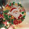 5D Crystal Gem Painting Kit Santa Wreath Window Hanging 9.45x9.45in