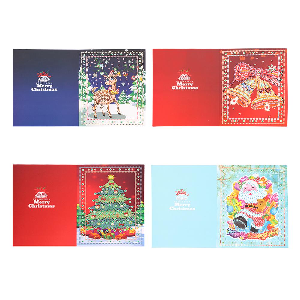 

4pcs Christmas-Creative Diamond Greeting Card, 501 Original