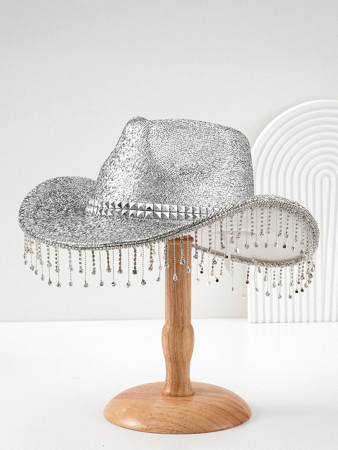 Western Stereo Rhombus Sequin Rhinestone Fringe Cowboy Hat