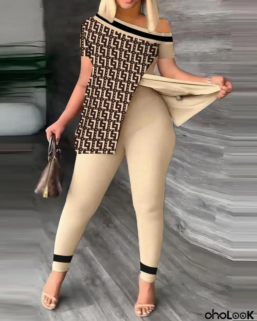 Spring summer printed fashion suit 2 pieces for women