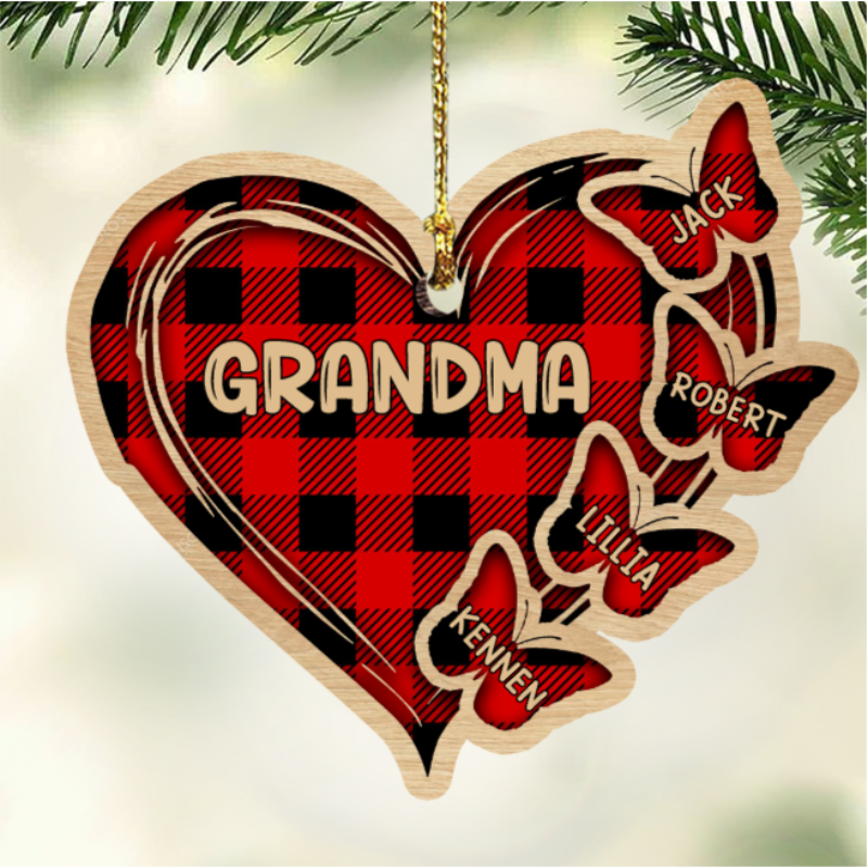 Personalized Family Gift Custom 4 Names Wooden Christmas Ornament Gift