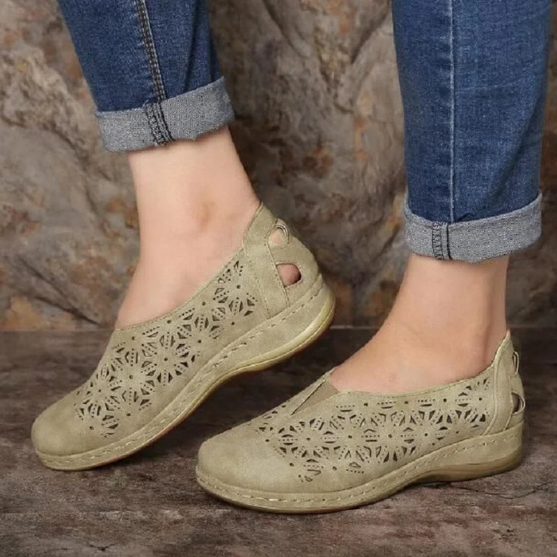 Retro Woman Sandals Slip On Wedges Women Shoes 2021 Summer Moccasins Female Hollow Out Ladies Soft Platform Shoes Plus Size