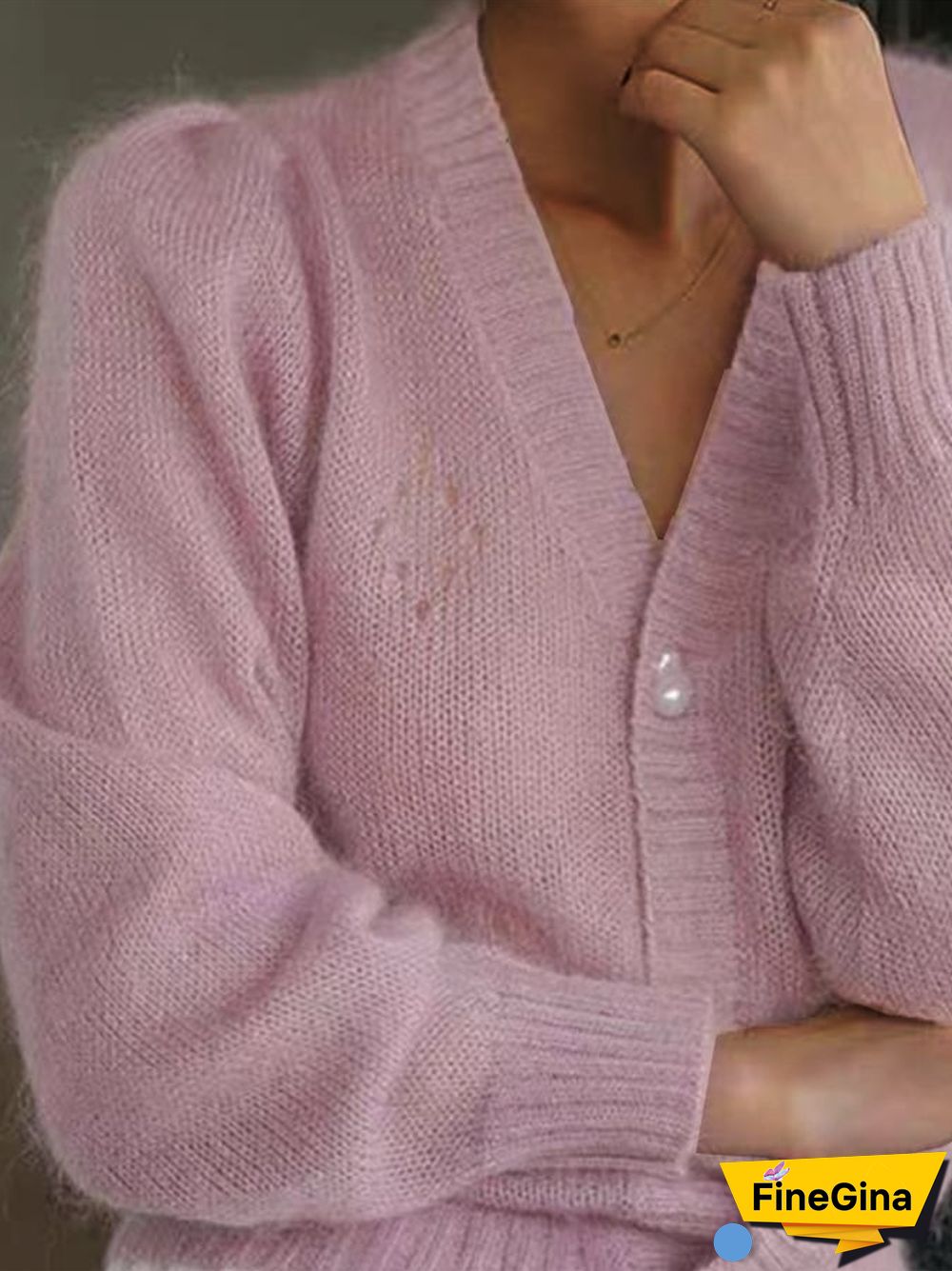 Women's Mohair Elegant Vintage Button Front Cardigan Sweater Coat