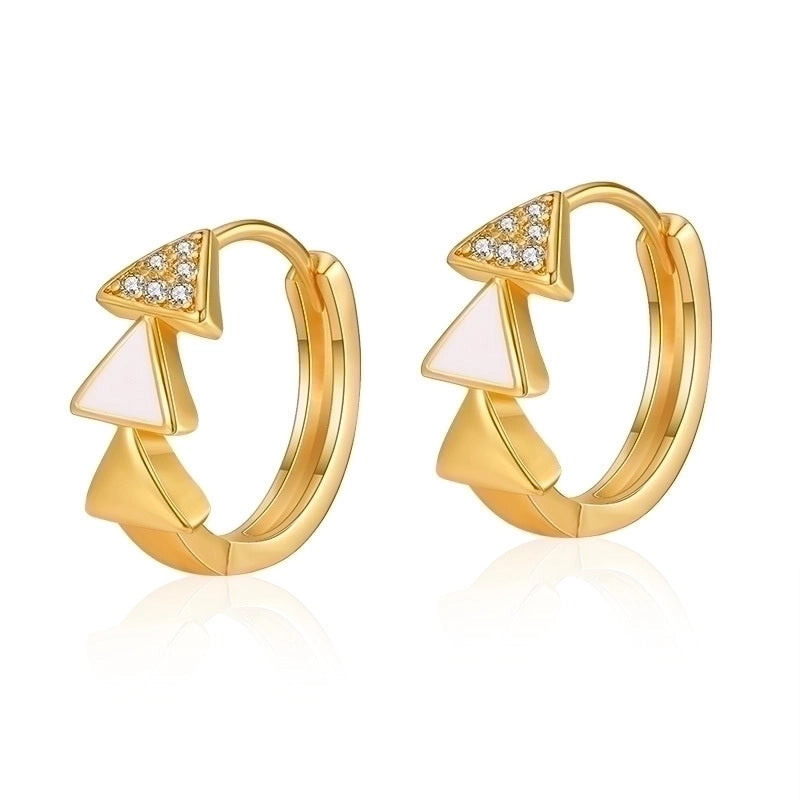 1 Pair Retro Sweet Triangle Devil’s Eye Heart Shape Enamel Plating Inlay Copper Zircon 18k Gold Plated Ear Studs