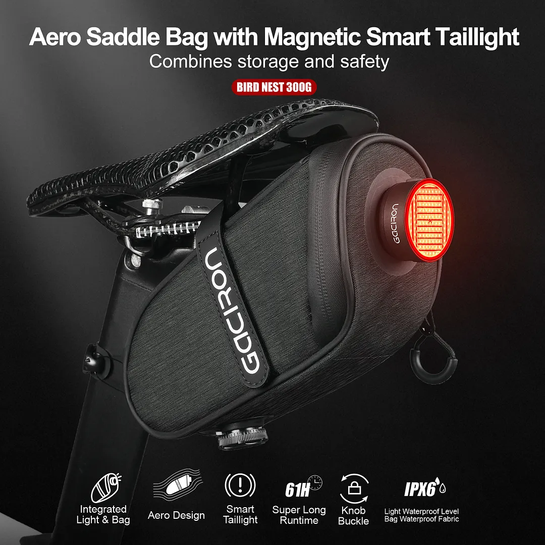 BIRD NEST300G  Aero Saddle Bag withMagnetic Smart Taillight