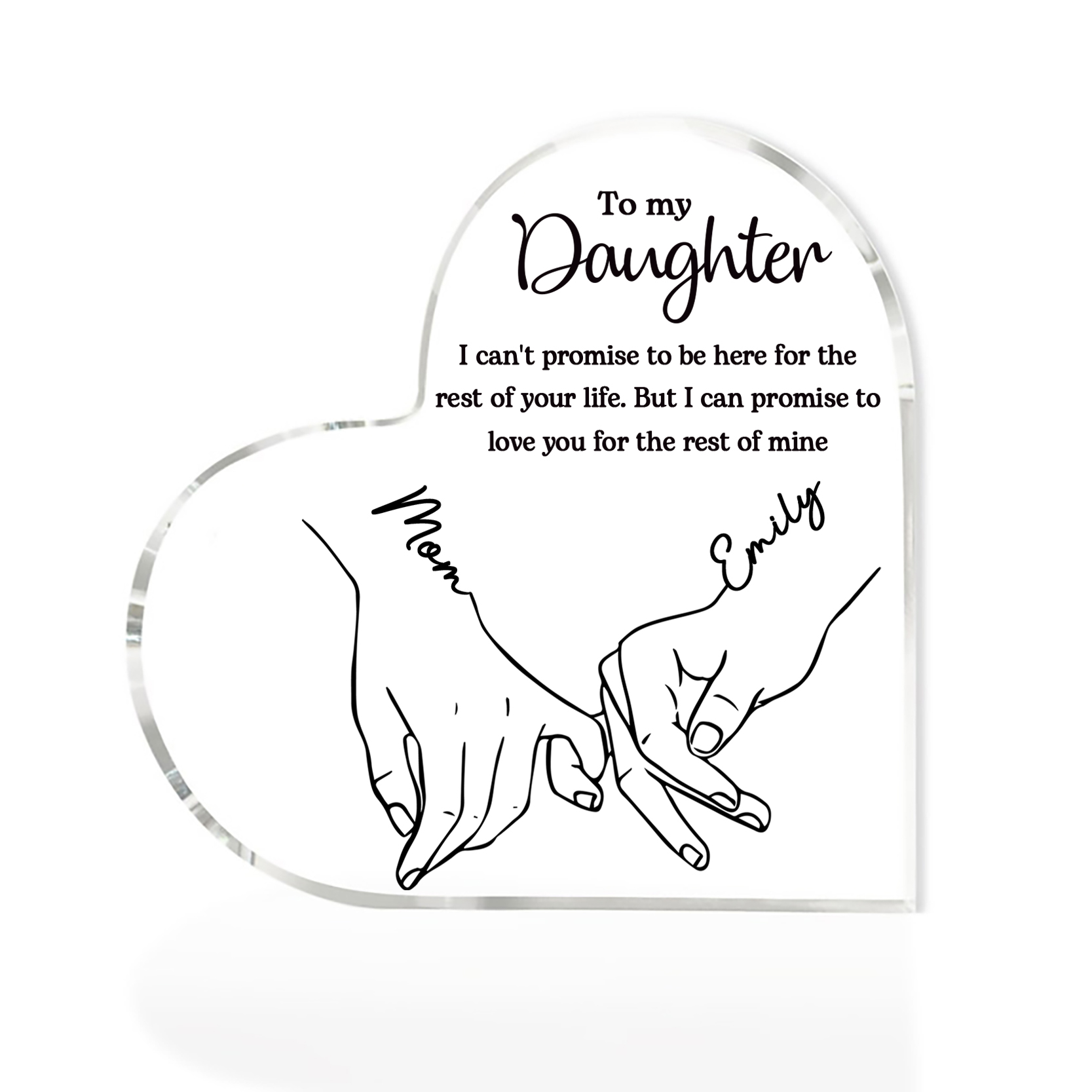 Personalised Text Acrylic Heart Keepsake Custom 2 Names Pinky Swear Ornament Gifts for Daughter - I Can Promise to Love You for the Rest of Mine-Jessemade AU