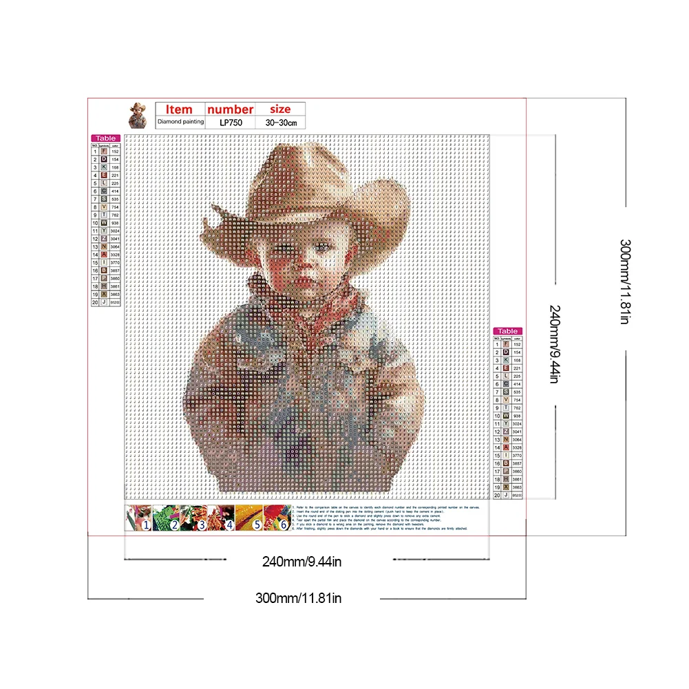 Diamond Painting - Full Round Drill - Cowboy Kid(Canvas|30*30cm)