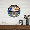 6PCS pygargue &agrave; t&ecirc;te blanche sur drapeau - Plaques rondes en m&eacute;tal(30*30cm)