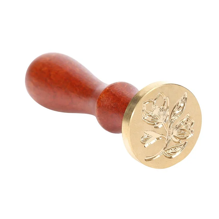 Retro Plant Pattern Sealing Wax Stamp Wood Handle Letter Seal Stamps