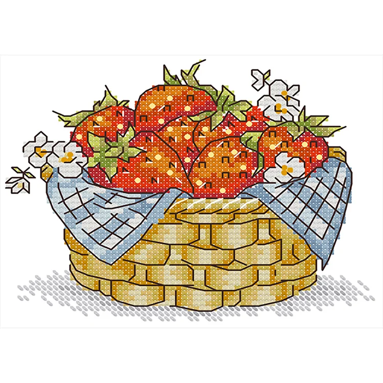 Joy Sunday-A Basket Of Strawberries (17*14CM) 14CT Stamped Cross Stitch gbfke
