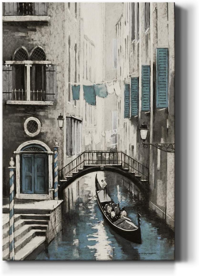 Renditions Gallery Canvas Historical Wall Art Paintings for Wall Decorations Vintage Venice Boat Black & White Modern Artwork Prints for Bedroom Living Room Office Kitchen - 24 inch x36 inch  LT02 24X36