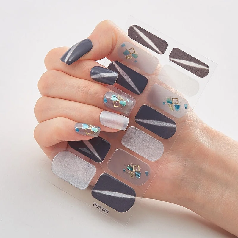 Four Sorts 0f Nail Stickers Nails Art Decoration Manicure Shiny Nail Decoration Decals Plain Stickers Nail Accesoires Women-Nail Inspo
