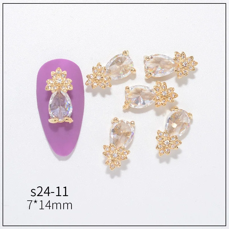 Nail Decoration Embellished Pendant Flash Drilling Chain Designs 5 Pcs/Set Metal With Zircon Rhinestones For Beauty Salons-Nail Inspo