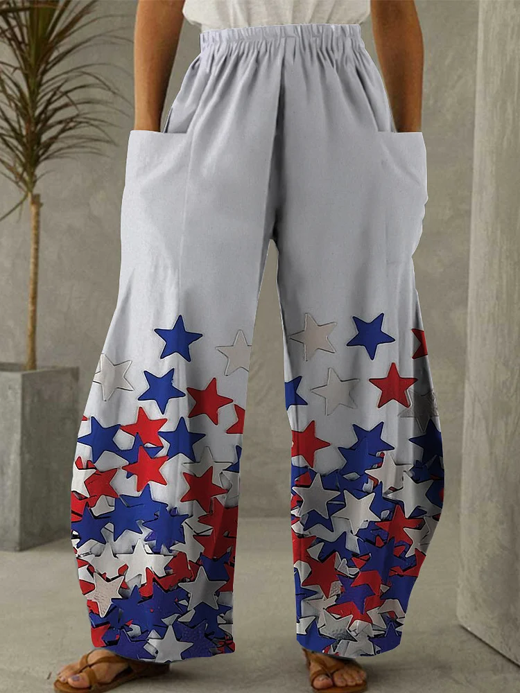 Women's Star Flag Print Pants socialshop