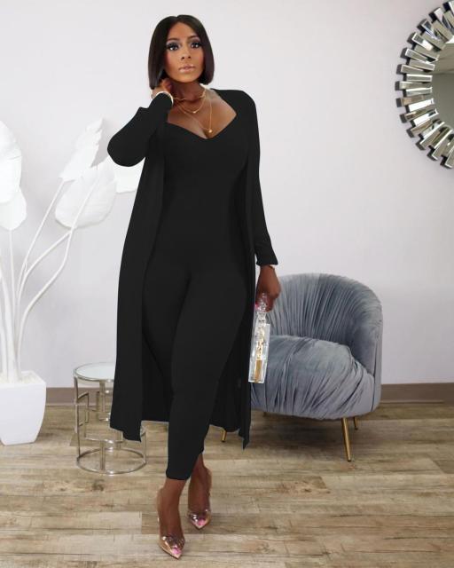 LANFUBEISI two piece set women 2 piece set women outfits long sleeve cardigans jumpsuit fall clothes for female 2020 2 pieces sets outfits LANFUBEISI