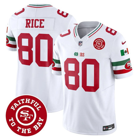 Men's San Francisco 49ers #80 Jerry Rice White Mexico Faithful To The Bay Patch Vapor F.U.S.E. Limited Jersey